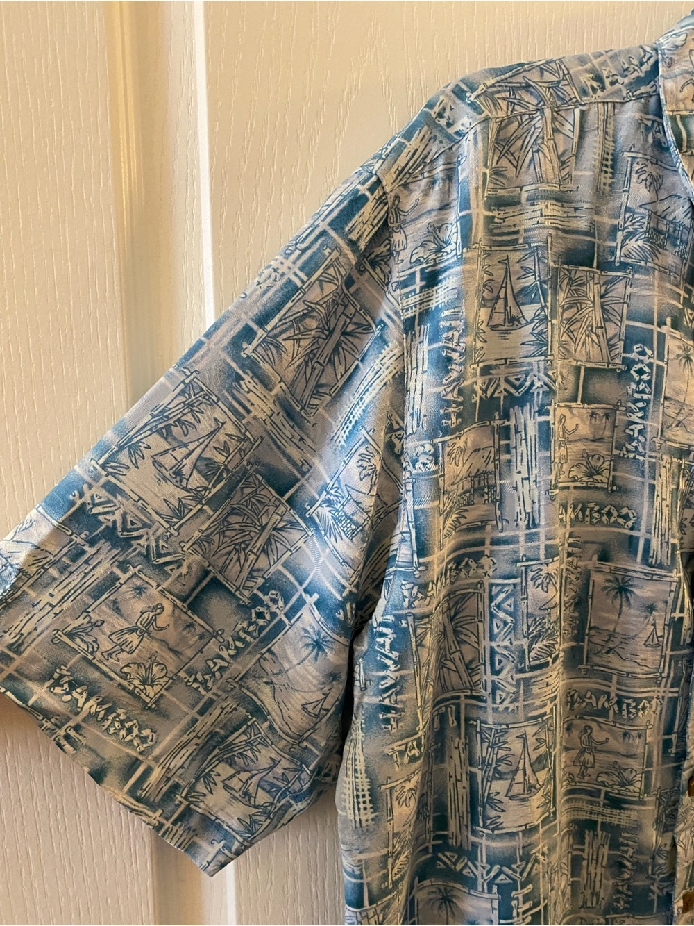 BERMUDA BAY 100% Silk Resortwear Button Down Short Sleeve Shirt in Blue - M - Picture 6 of 11